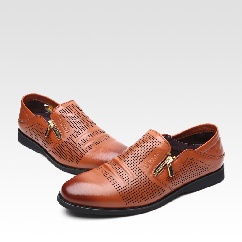 蜘蛛王皮鞋2016夏季新款真皮凉鞋镂空洞洞男士商务休闲皮凉鞋60038