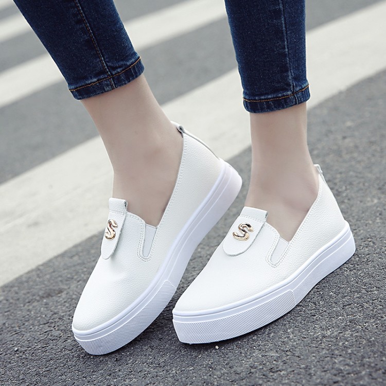 左世 春季韩版休闲鞋潮学生时尚平底女鞋一脚蹬懒人鞋女士平底单鞋