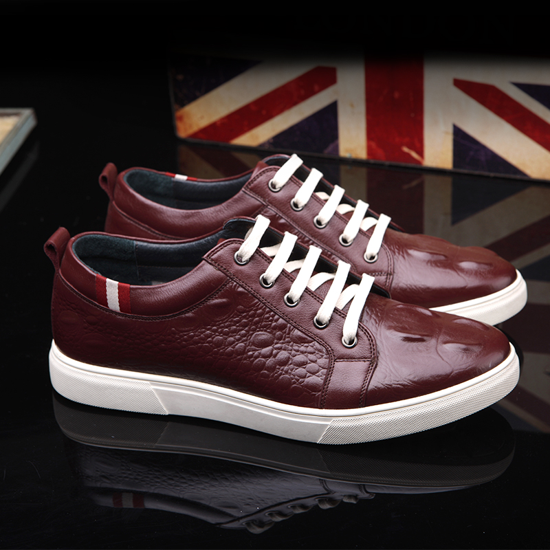 ctns 男鞋圆头系带透气潮流百变商务休闲鞋 花纹平底透气舒适皮鞋 酒