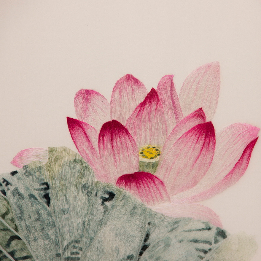 中级美术师卢宝棋苏绣真丝《玉萍》平针绣 【天工艺品】