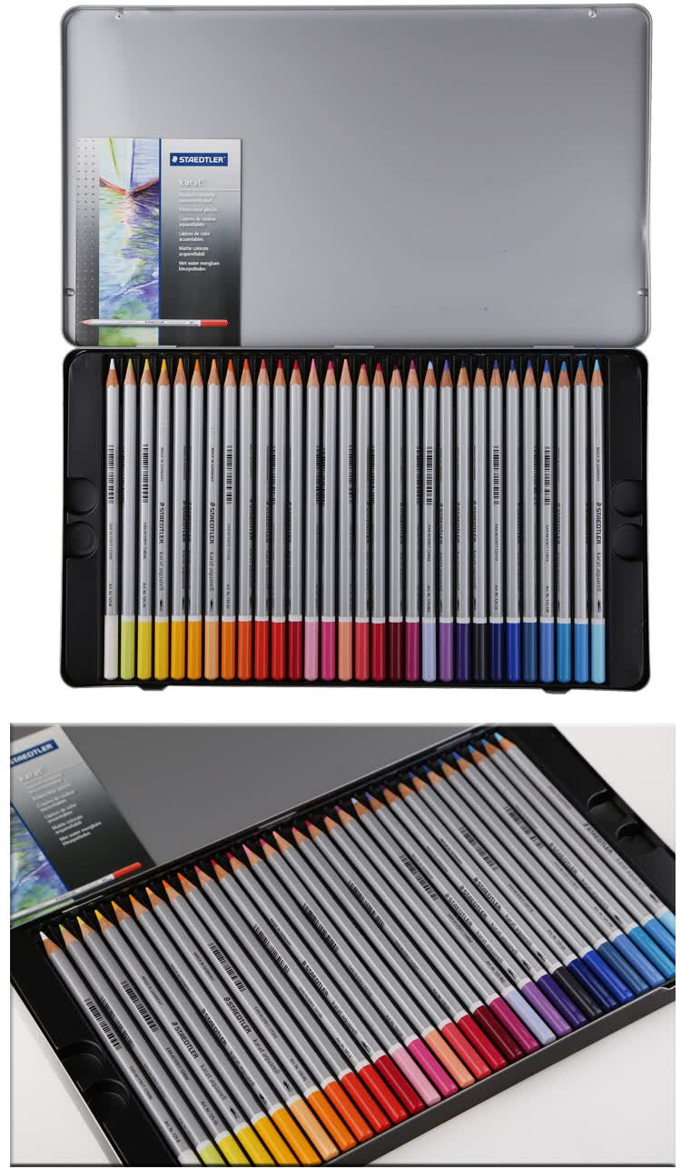 staedtler施德楼125 m60 60色48色36色24色水溶性彩色铅笔铁盒彩铅 12