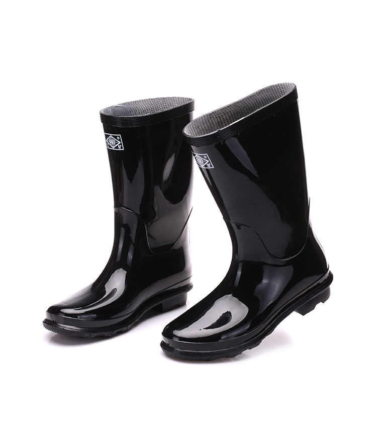 黑色中筒劳工雨鞋工地劳保男士橡胶雨靴 42