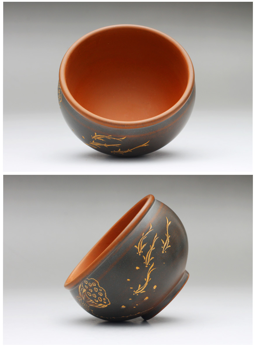 国高工 广西省工艺美术大师 坭兴陶实力陶艺人 吴莹 莲蓬鱼趣主人杯