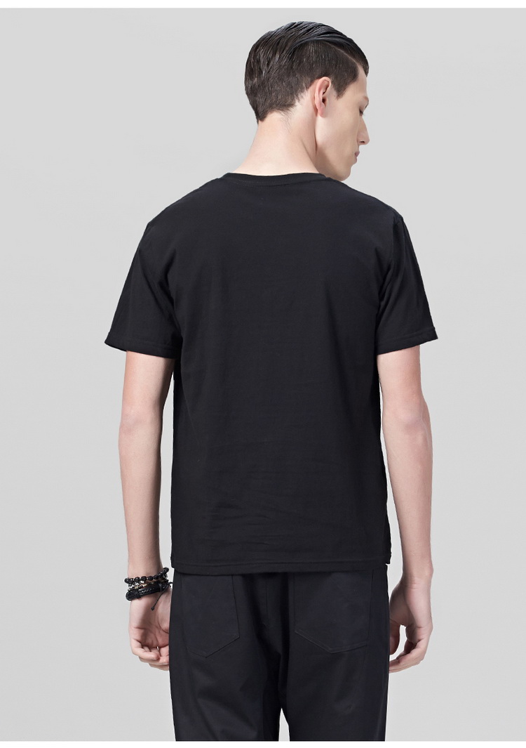 lilbetter男t恤短袖 骷髅印花青少年韩版修身体恤圆领街头男汗衫 黑色