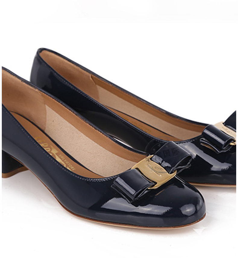ferragamo菲拉格慕女鞋牛皮中跟鞋0539449 蓝色 38【图片 价格 品牌