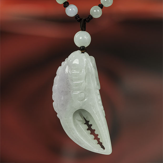 淘玉翡翠蟹钳吊坠八方来财玉蟹腿项坠玉蟹钳挂件项链bw1款一