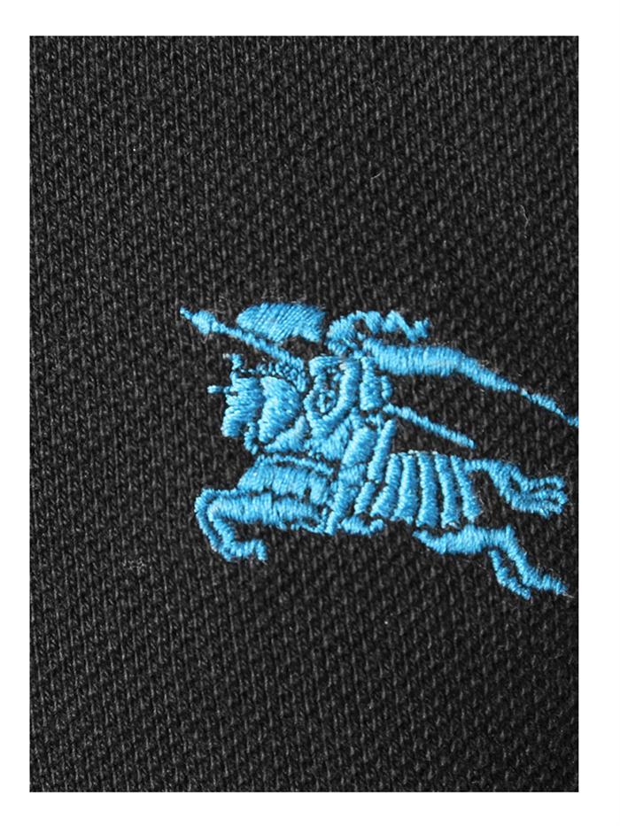 burberry 博柏利 男士黑色纯棉翻领点缀马术骑士徽标短袖t恤 3934013