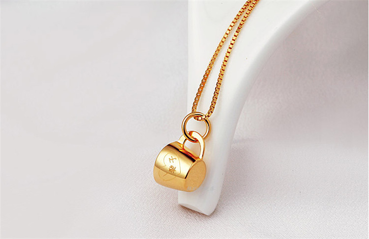 铭韵925银杯子形吊坠女生项链锁骨链女款 金色