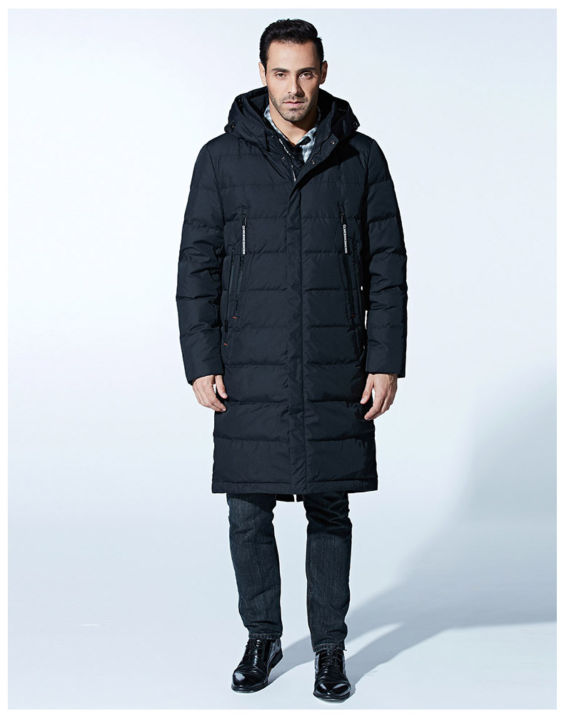 雪伦反季羽绒服男长款连帽加厚休闲韩版秋冬外套sharon 66903 黑色 l