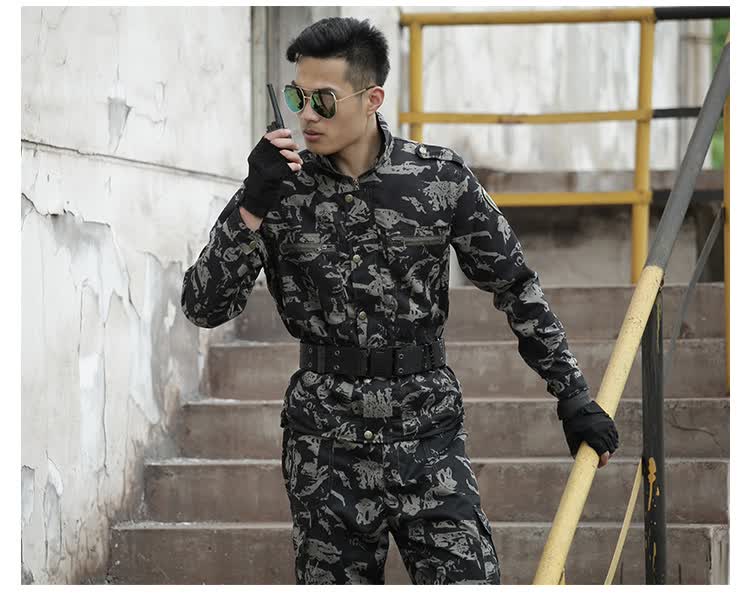 特种兵野战黑鹰迷彩服套装男女户外军训服作训服军用军迷服饰防刮耐磨