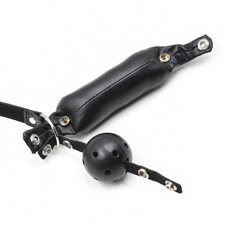 桃色缘 强制封口刑罚钉扣款可拆卸空心口球皮革咬嘴口塞 sm情趣用品男