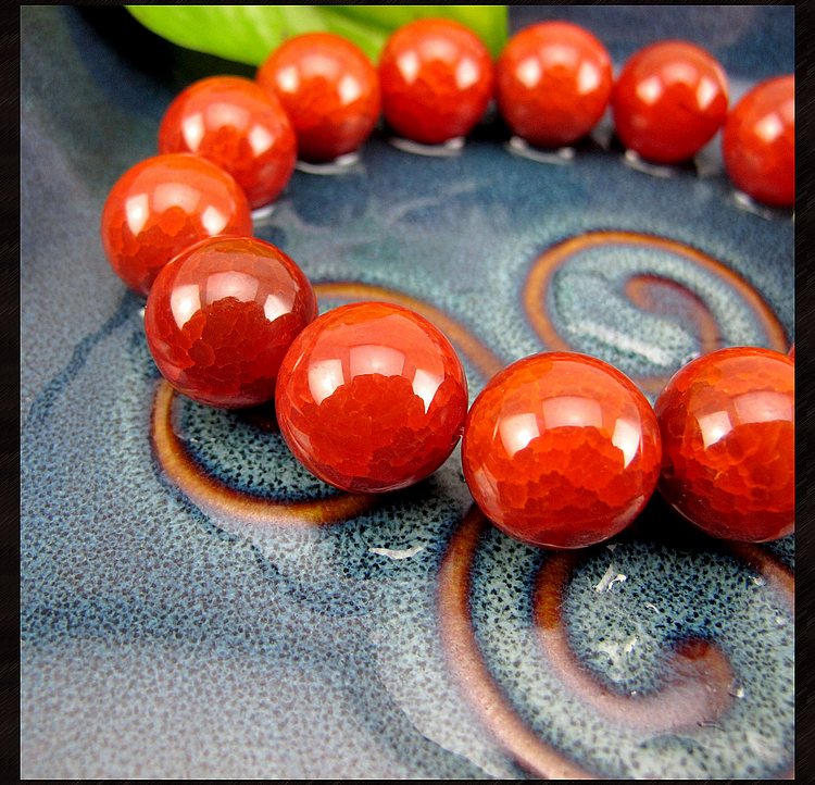相石缘帝王红级龙纹玛瑙手链男天然红玛瑙手串男款16mm本命年红绳