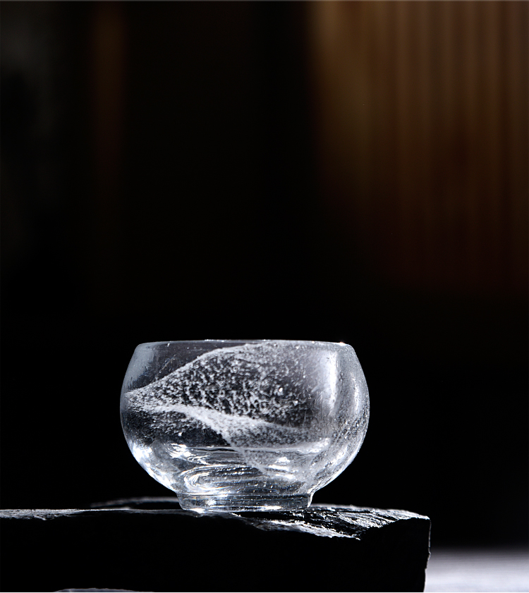 容山堂 水晶玻璃飘花茶杯 耐热加厚大号品茗杯主人杯个人功夫茶盏a