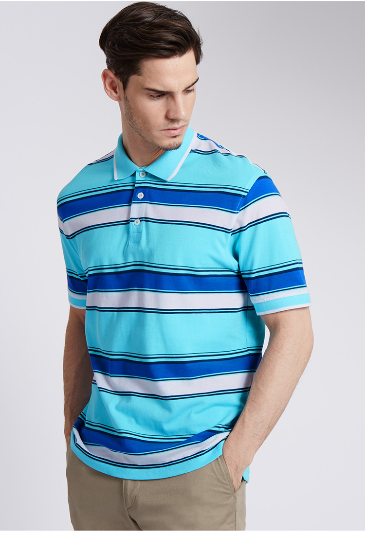 m&s/马莎 男blue harbour纯棉条纹polo衫 t286361b 原价299 混合绿