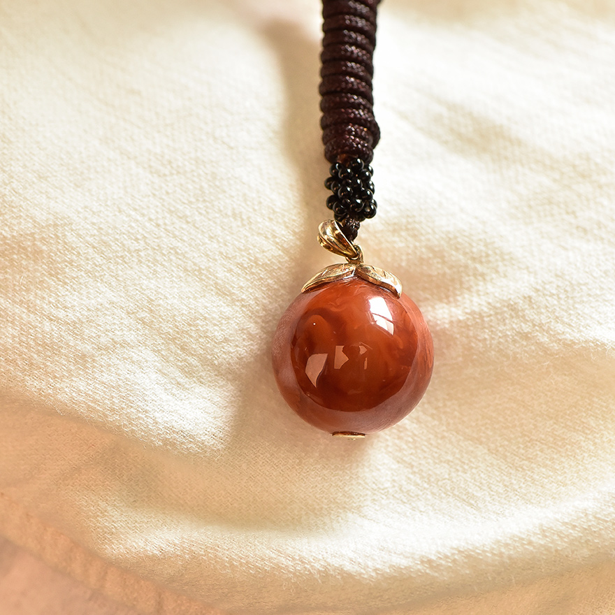 天然南红玛瑙23mm《单圆珠挂件》21.6g【传世匠心】