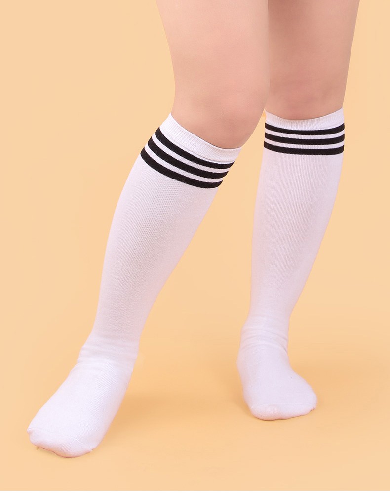 儿童袜子足球袜学生袜运动袜条纹长筒袜女童中筒袜男童演出长袜半筒腿