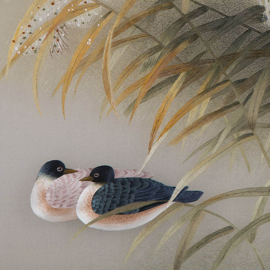 苏工纯手工卢宝棋苏绣真丝《爱》平乱结合 【天工艺品】