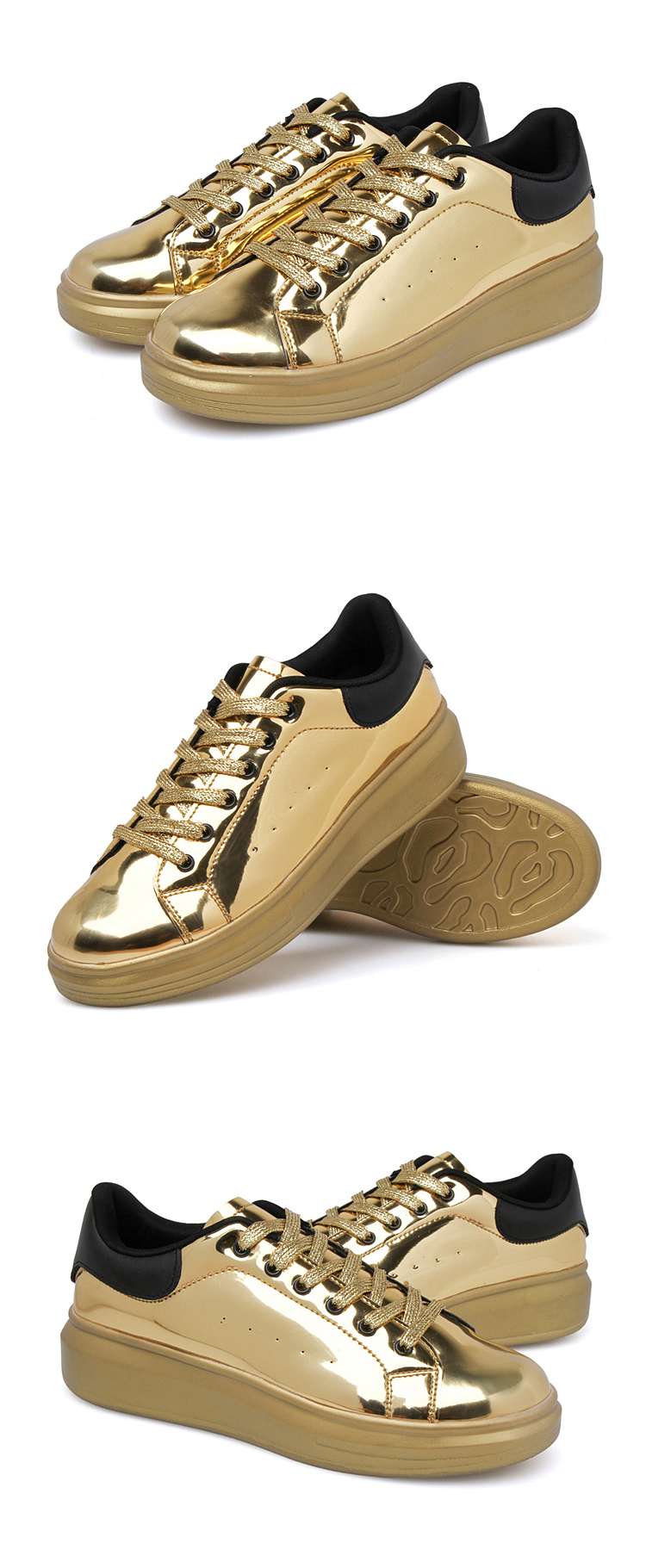 z.r.zoro夏季新款男士休闲鞋 镜面鞋 情侣板鞋 男鞋 银色 44