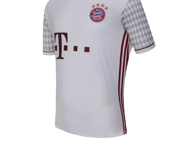 足球服夏16-17赛季拜仁慕尼黑客场足球球衣男款白色短袖足球运动服