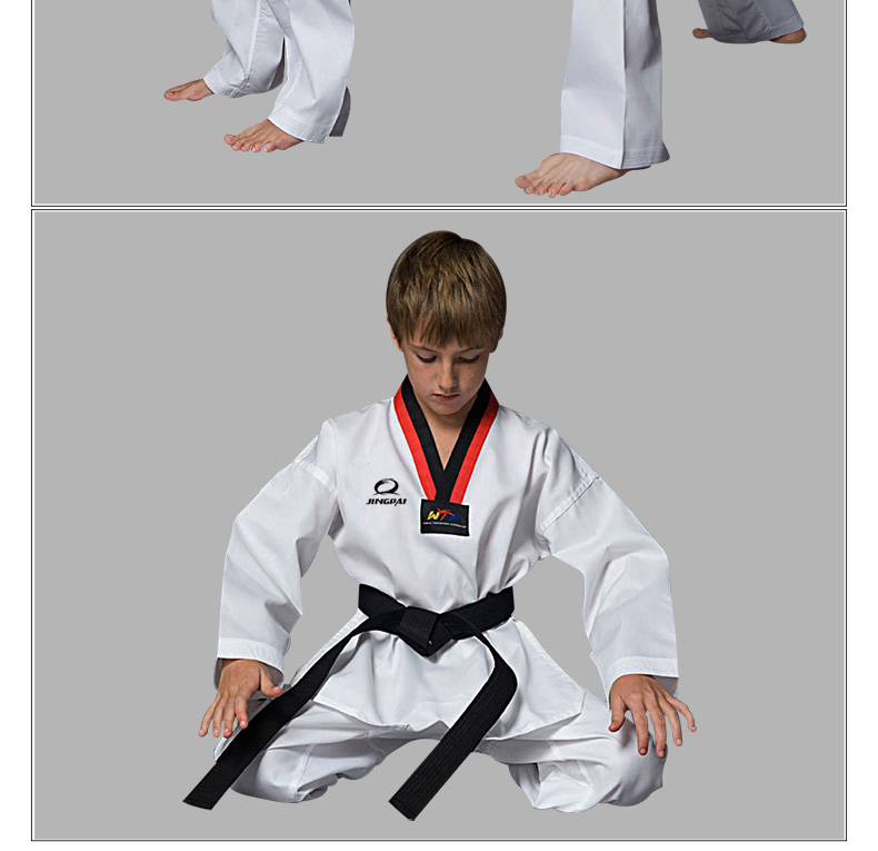 儿童成人跆拳道服长袖短袖纯棉男女跆拳道服装训练服 竞派道服 绿蓝带