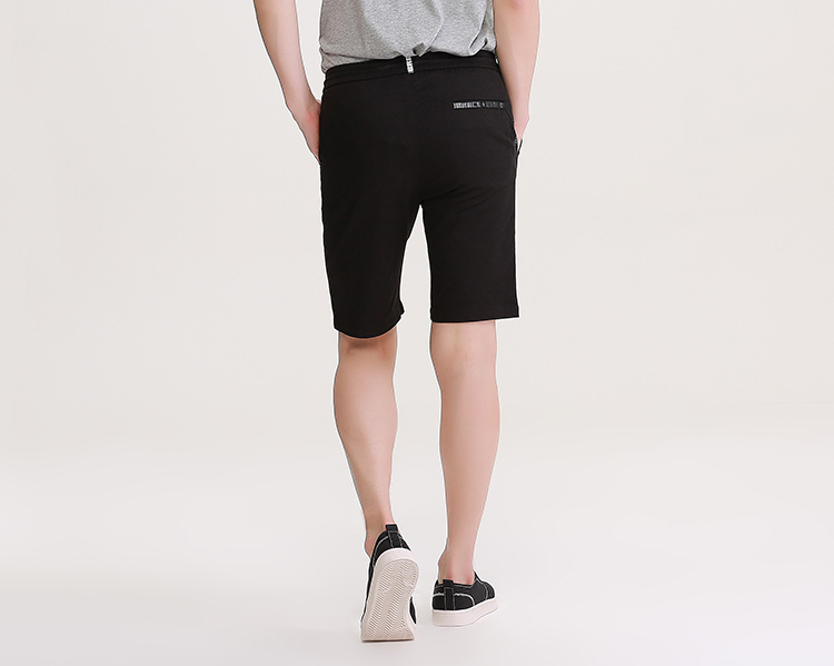 三福2016男夏季运动短裤 腰部抽绳侧边字母织带五分裤 356642 黑色 30
