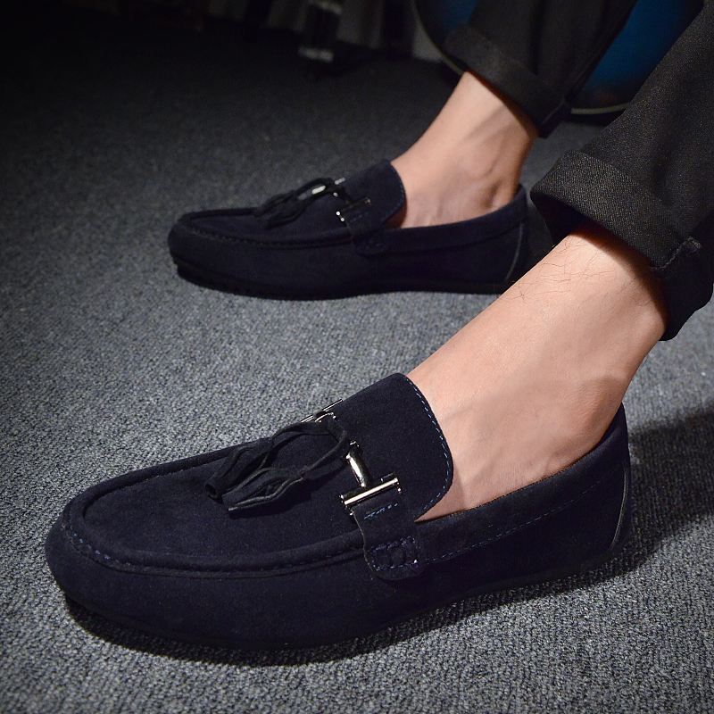 韩版潮流舒适驾车鞋低帮套脚男鞋夏季新款男士时尚休闲豆豆鞋 蓝色 40