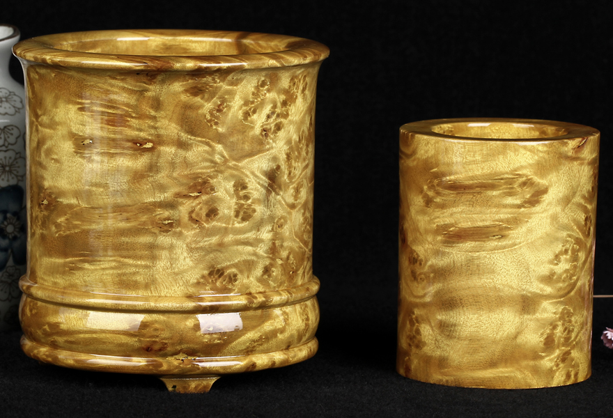 黄金樟笔筒 带瘤疤 水波纹 美观实用