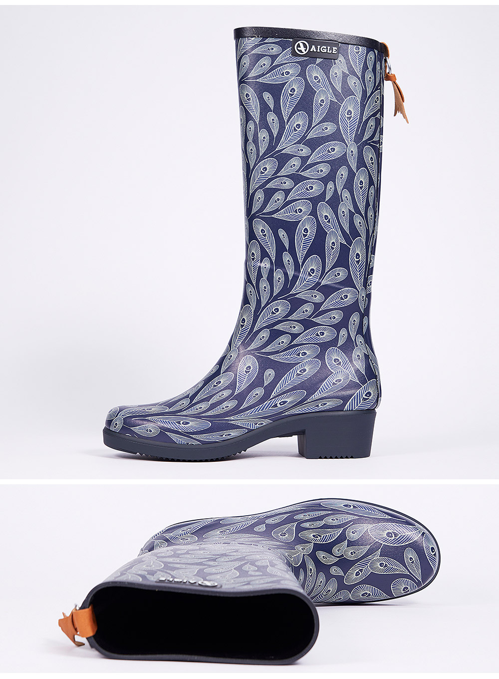 aigle艾高mis jul print女款高帮印花休闲舒适环保材质手工雨靴 冷杉