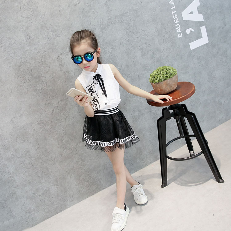 童装女童夏装2016新款儿童短袖短裙套装韩版中大童女装夏季小女孩衣服