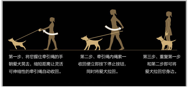 【三件套】憨憨宠 狗链遛狗绳 自动伸缩狗链子小型犬中型犬大型犬狗狗
