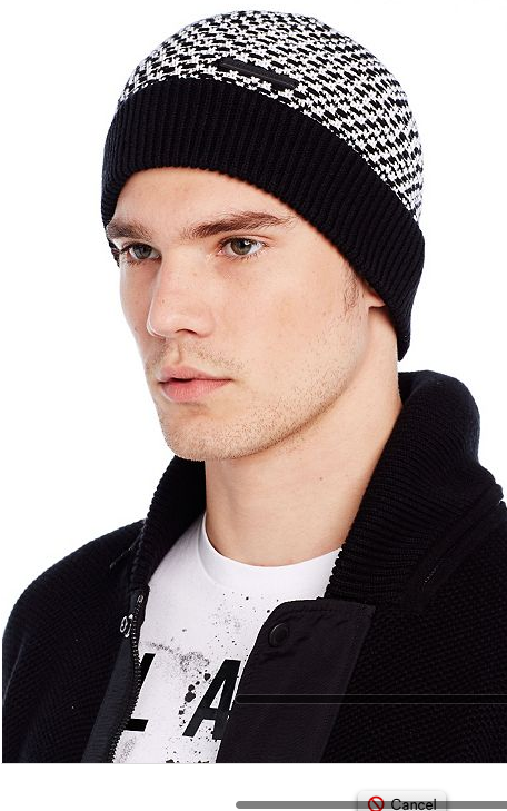 阿玛尼 ax armani exchange男士都市时尚休闲黑白纯棉无边圆帽 黑色
