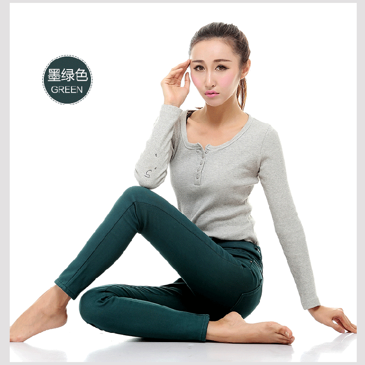 菲玫思 牛仔裤女加绒裤加厚铅笔裤小脚裤秋冬保暖裤子长裤外穿加绒打底裤女 HM2031 黑色 32码