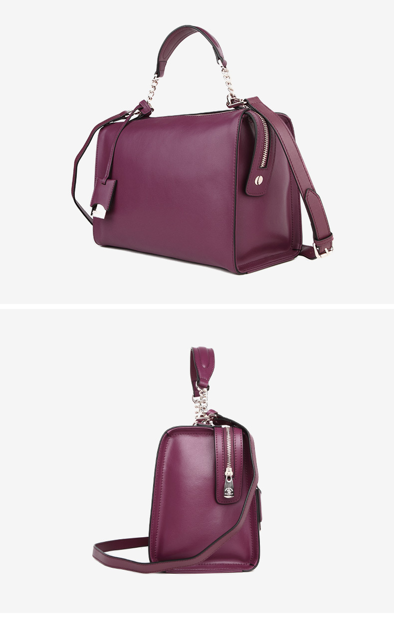 圣大保罗polo女包牛皮女士手提包单肩包时尚休闲横款方包 深灰色