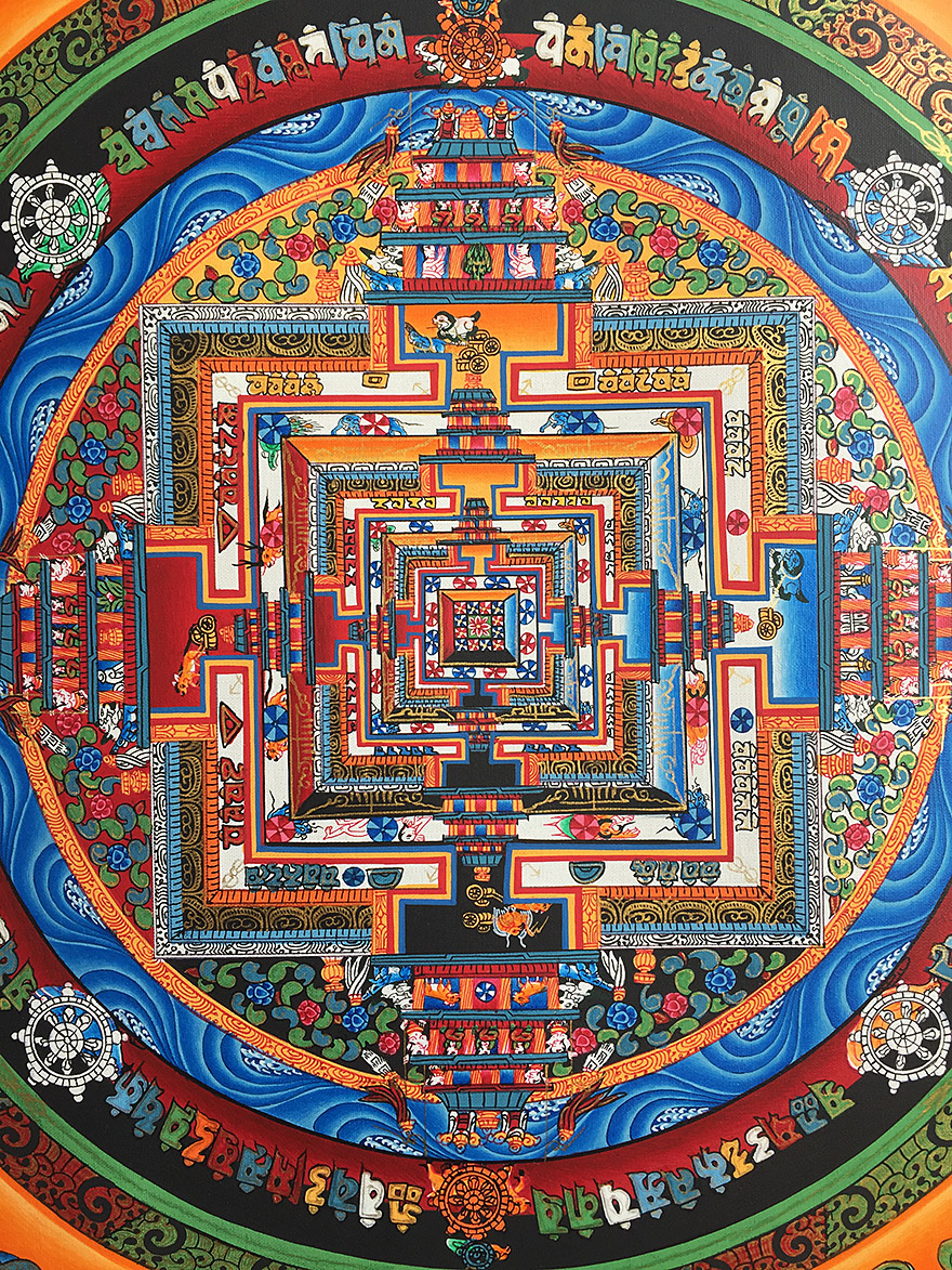 出品加持尼泊尔唐卡画师bijay lama彩绘描金龙纹时轮金刚坛城639