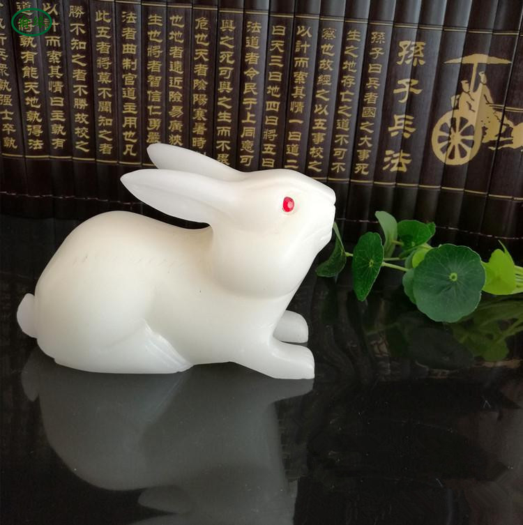 俞缘 方解石玉生肖玉兔摆件兔子家居装饰品卧室摆设开业礼品 俗称阿富