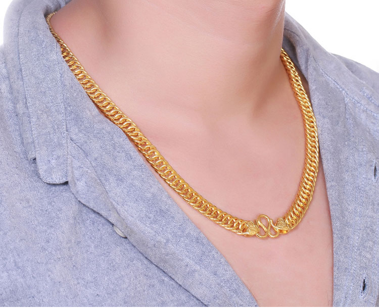 香榭丽珠宝 足金马鞭项链霸气土豪男士黄金老板链