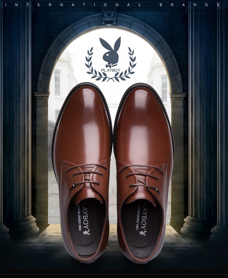 花花公子(playboy) 经典系带男士商务皮鞋英伦尖头结婚正装鞋男鞋 5dw