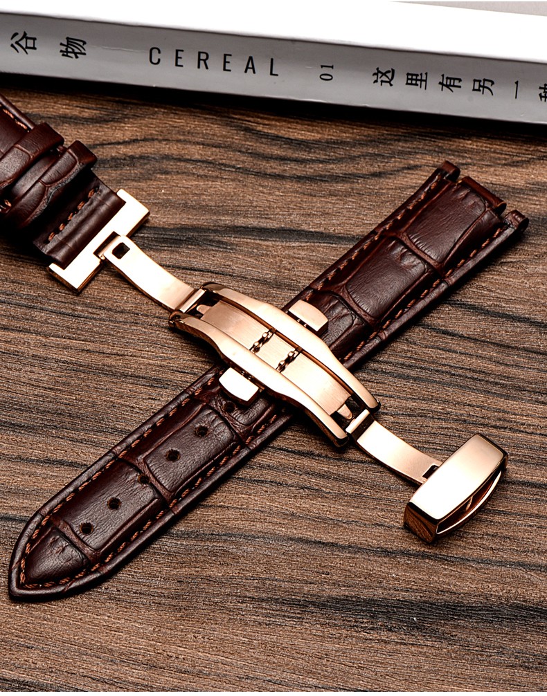 转角依波路传奇表带真皮凹凸依波路gbr1856slbr1856s手表带男女棕色