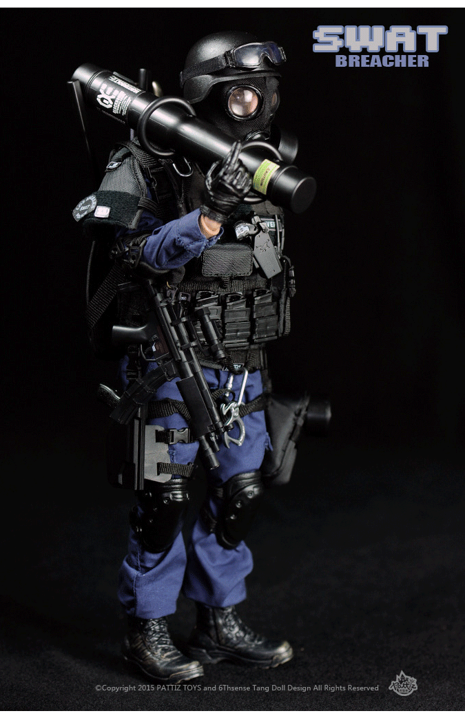 多关节高仿真工艺1/6比例警察士兵特警swat特种部队兵人模型玩具 特警