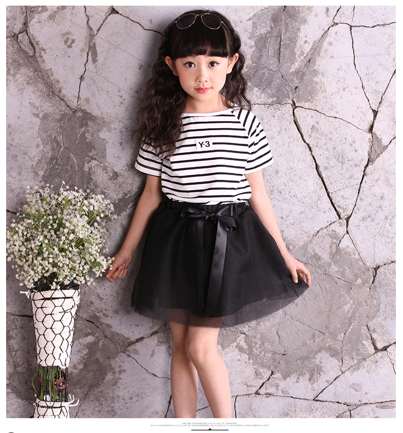 童装女童女装夏季t恤短袖纱裙5四6五7九8十9六12岁中大儿童女孩学生两