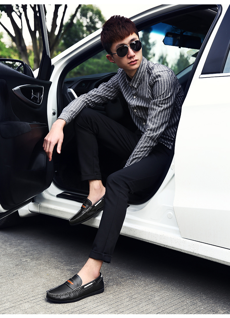 豆豆鞋2016春季新款男鞋透气驾车鞋英伦休闲鞋 黑色 38