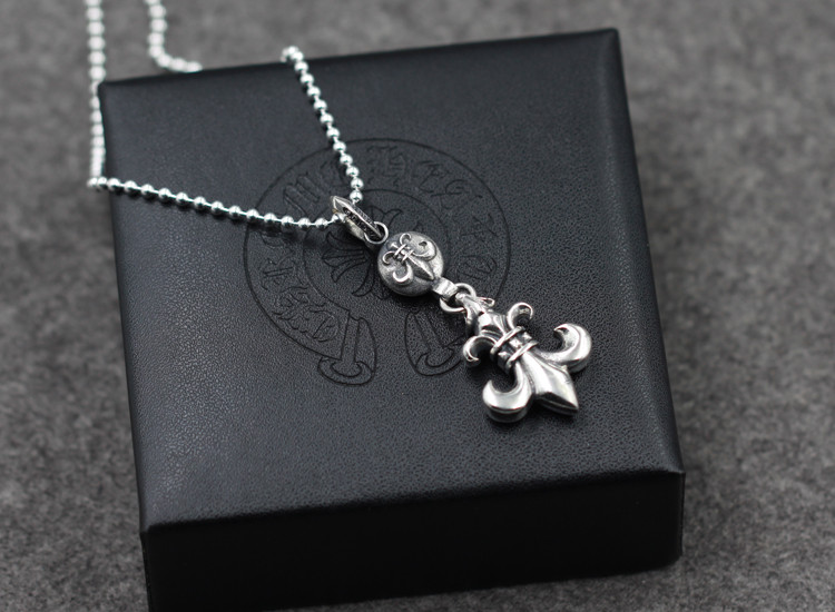 玉洋925银项链 克罗心长款船锚吊坠泰银军花链坠 男女情侣款 仅吊坠女