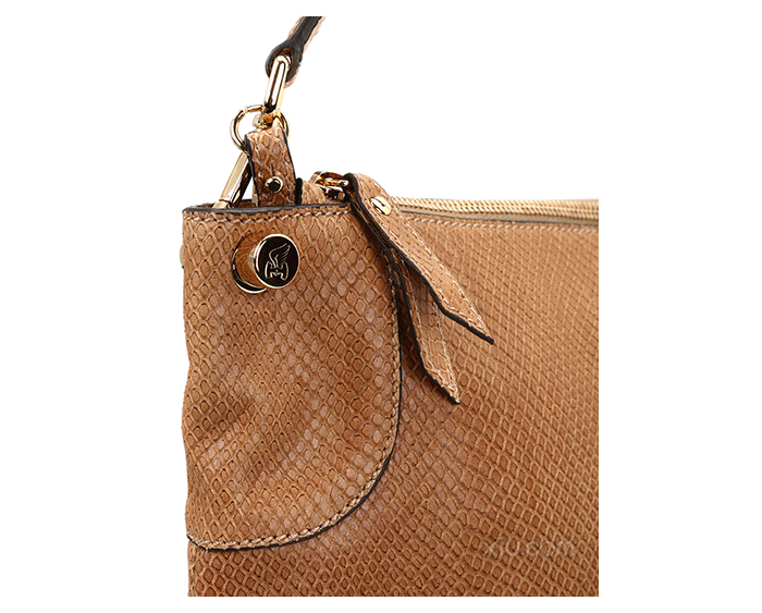 女真皮压花单肩包