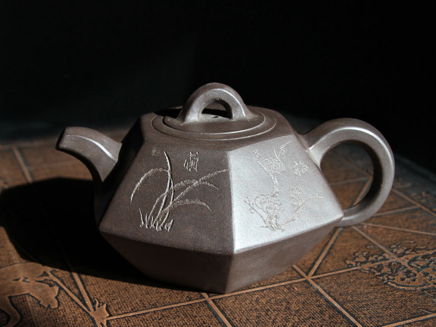 紫砂陶瓷 紫砂 国家级工艺美术师 张丽妹 原矿紫泥 六方合欢壶