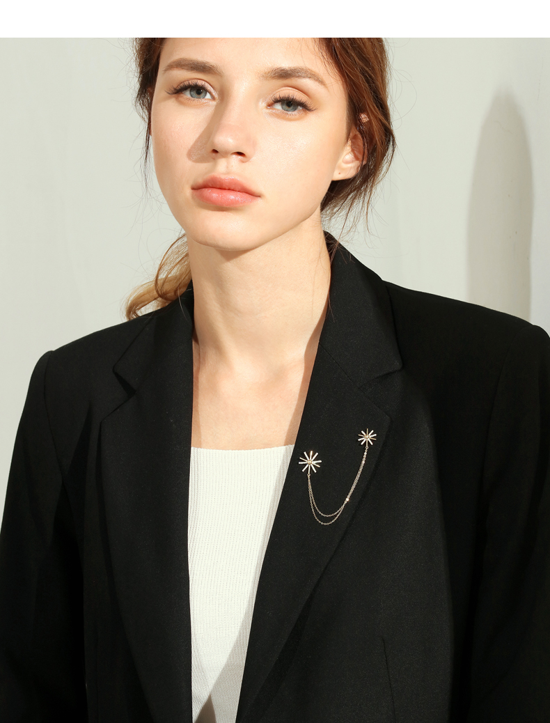 海雯妮饰品胸针女领针链领扣 时尚韩国女士领针链百搭衬衫领子饰品