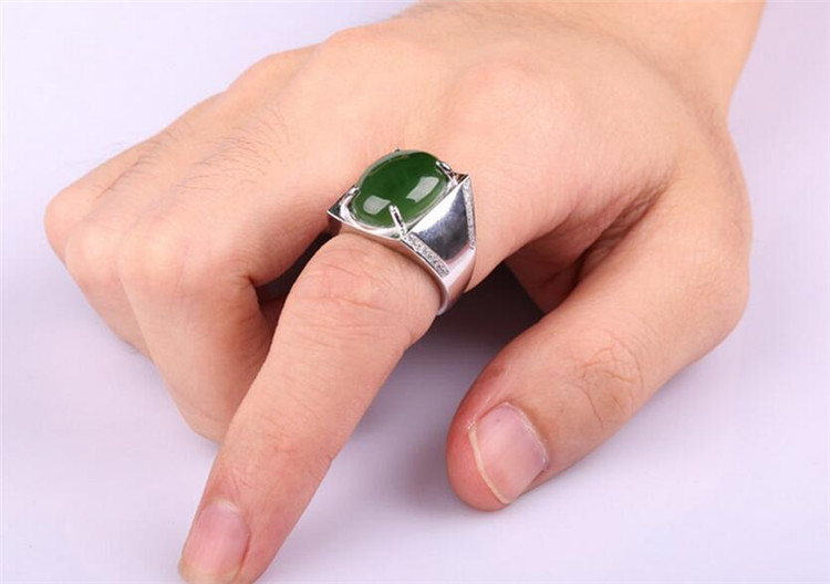 语涵 和田玉指环碧玉戒指男款玉石扳指 礼物