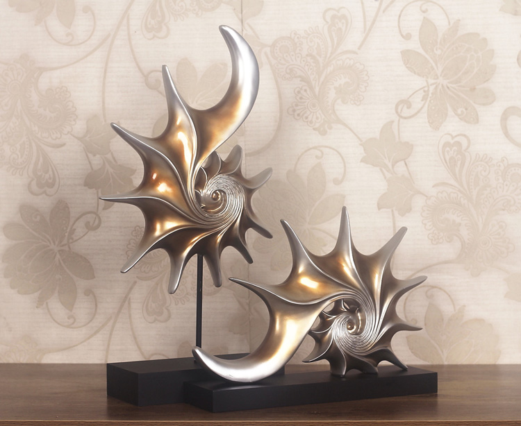 创意复古海螺摆设欧式样板间书房书柜客厅摆件家居装饰工艺品摆件 横