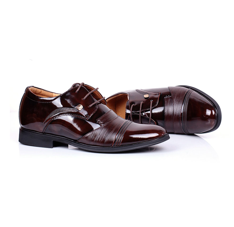 鸥鸟王 男士漆光皮鞋商务正装男鞋隐形内增高7厘米 xindll085527 棕色