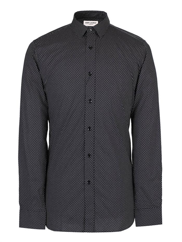saint laurent 圣罗兰 男士纯棉黑色长袖衬衫 黑色 42