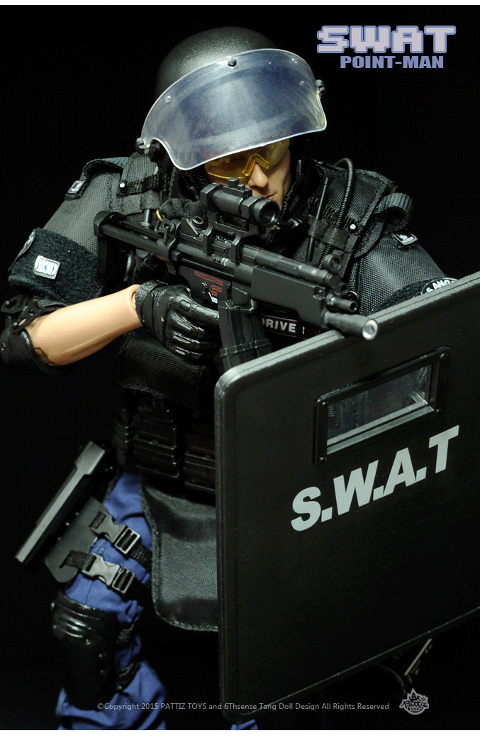 多关节高仿真工艺1/6比例警察士兵特警swat特种部队兵人模型玩具 特警
